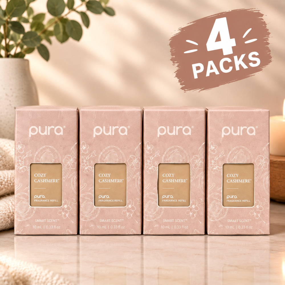 4 Pack Pura Cozy Cashmere Fragrance Refill 0.33 oz 10mL Smart Scent